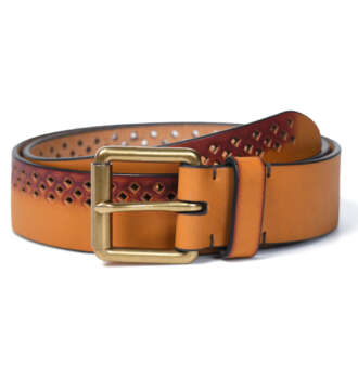 Smooth Pecan Tangerine Luxury Leather Belt