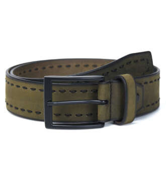 Smooth Pecan Olive Green Luxury Leather Belt