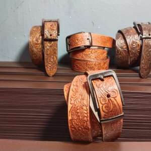 Press Black Buckle Leather Belt