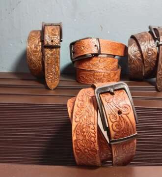 Press Black Buckle Leather Belt