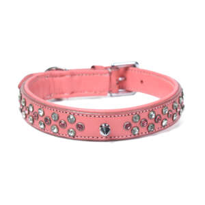 Metallic: Crystal Leather Dog Collar