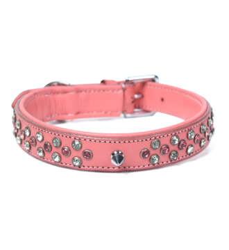 Metallic: Crystal Leather Dog Collar