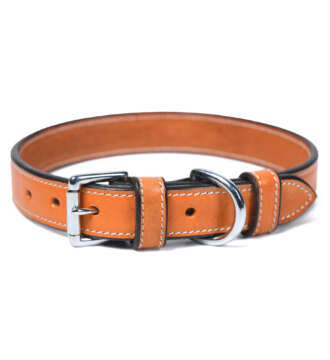 Tan Double: Padded Leather Collar
